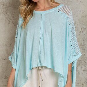 POL Oversize 3/4 Sleeve hi-lo studded knit top - NWT in Medium